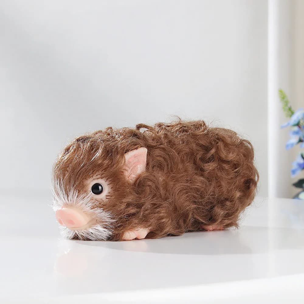 Nouvelle Simulation Animal cochon jouets pour animaux de compagnie mignon brun cheveux bouclés cochon jouets réaliste doux Reborn poupée cochon enfants jouer maison jouets cadeaux