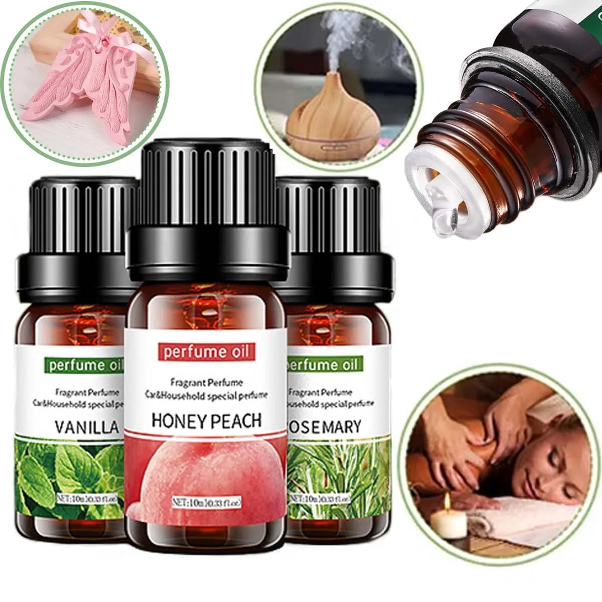 Huile Essentielle d'Aromathérapie 10 ml, Arôme Naturel de Plantes, Huile Aromatique Lavande Rose pour Humidificateur, Savon et Bougie DIY, Vente en Gros