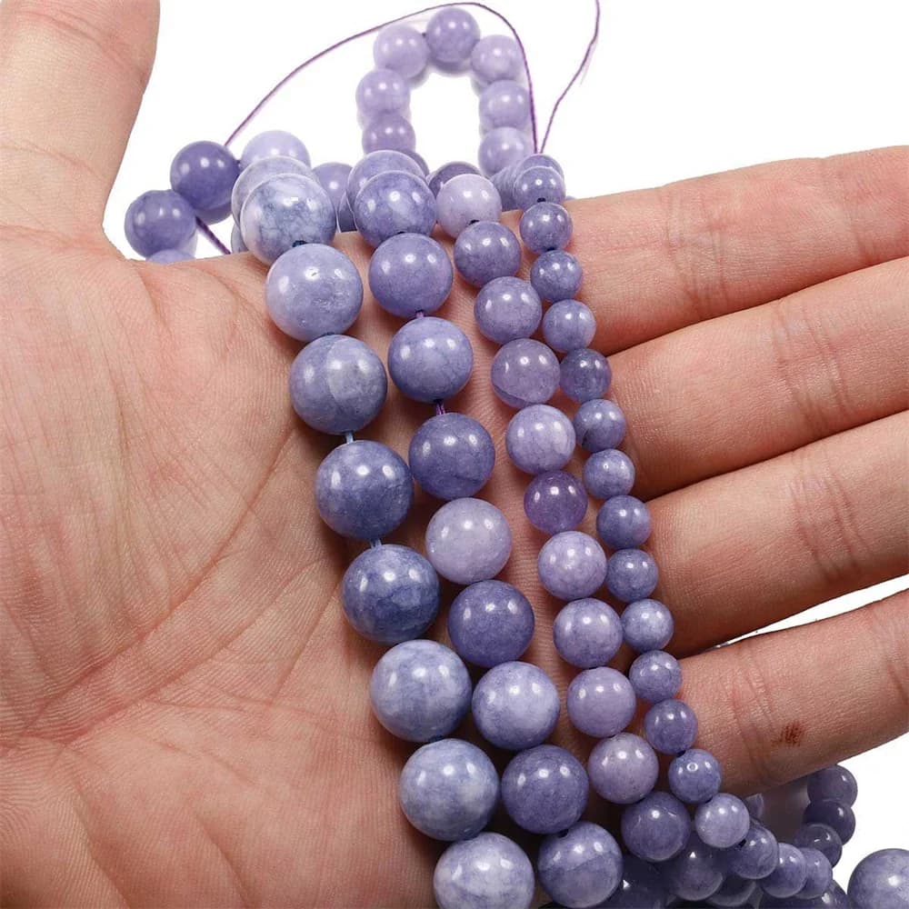 Perles en pierre d'angélite naturelle, amples, pour la fabrication de bijoux, Bracelets, collier, cordon de 15 pouces, non inclus, 4mm, 6mm, 8mm, 10mm