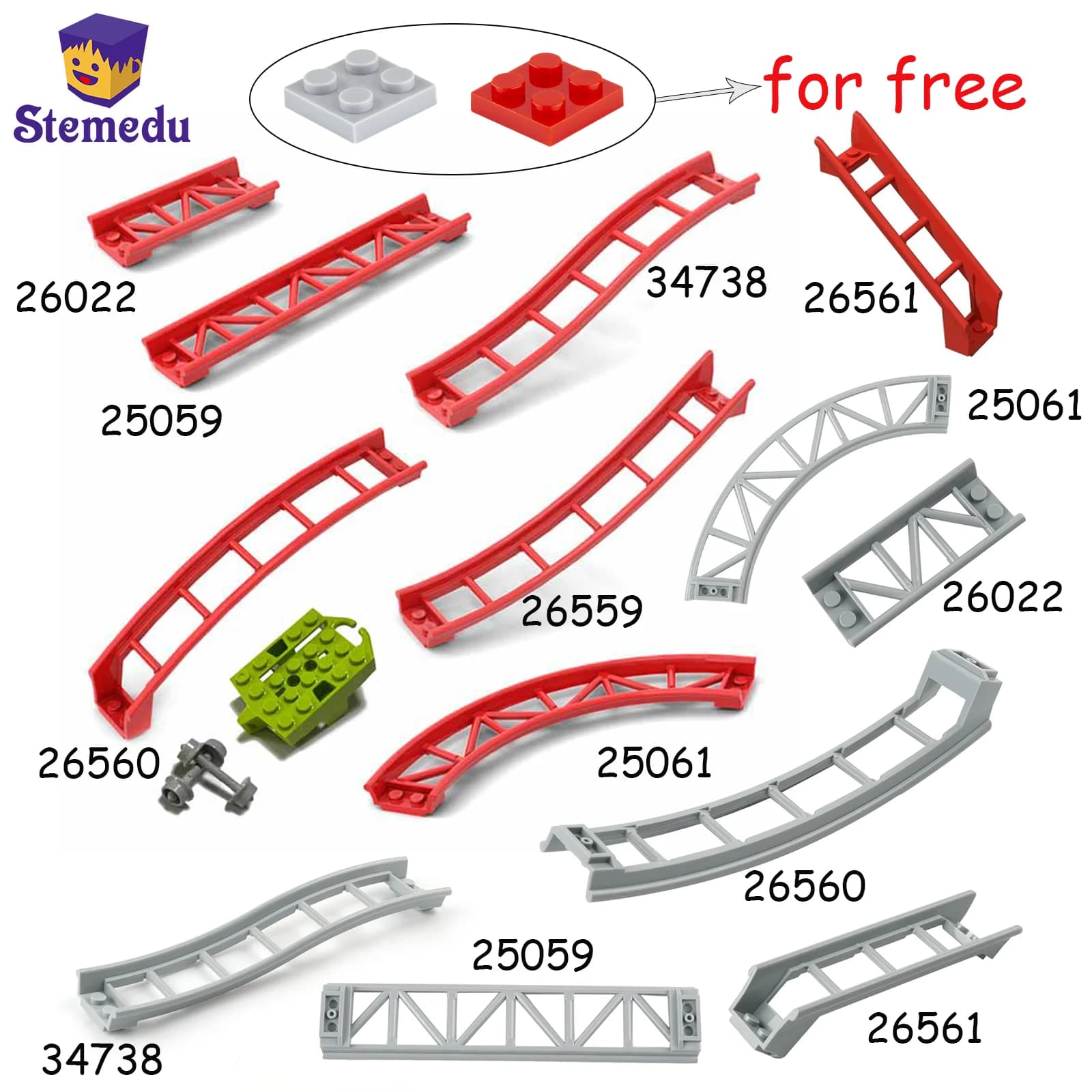 10 pièces montagnes russes voie ferrée ville Train pièce technique blocs de construction cadeau pour les enfants Compatible Leduo 26022 25059 25061