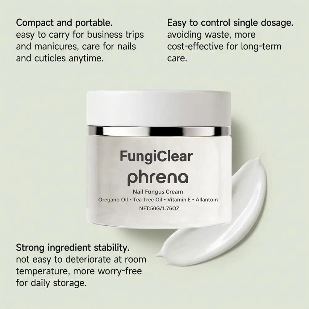 Crème antifongique pour ongles FungiClear avec huile d'origan et d'arbre à thé – Lisse et nourrit les peaux sèches et gercées, réparation naturelle pour des ongles sains 50g