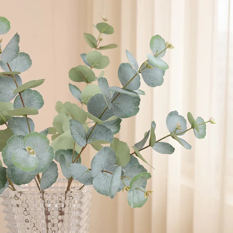 Branche d'arbre d'eucalyptus artificielle, feuilles rondes, feuille d'argent, plante rétro, décoration de boutique de mariage, fausse feuillage de fleurs, nouvelle collection 2023