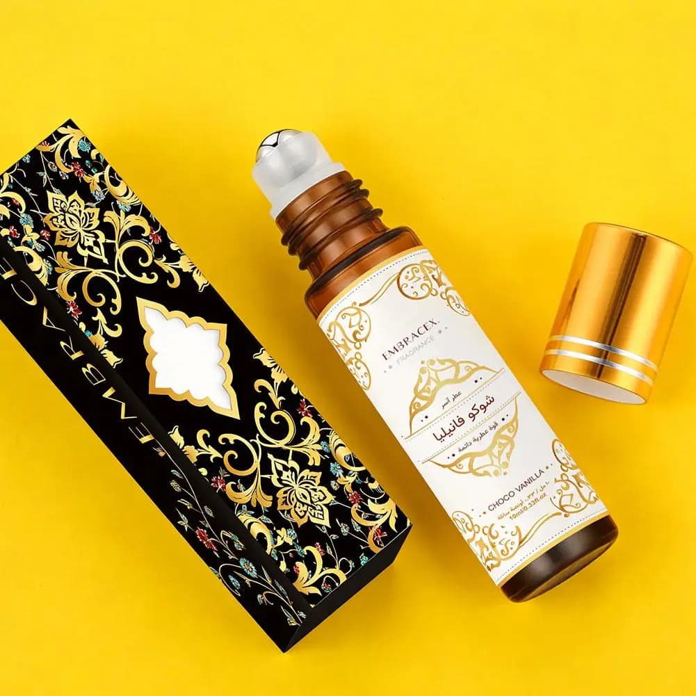 Huile Essentielle Parfumée Roll-On Chocolat Vanille Arabe, Parfum de Haute Qualité 10ml Sans Alcool, Senteur Gourmande Sucrée pour Rendez-vous