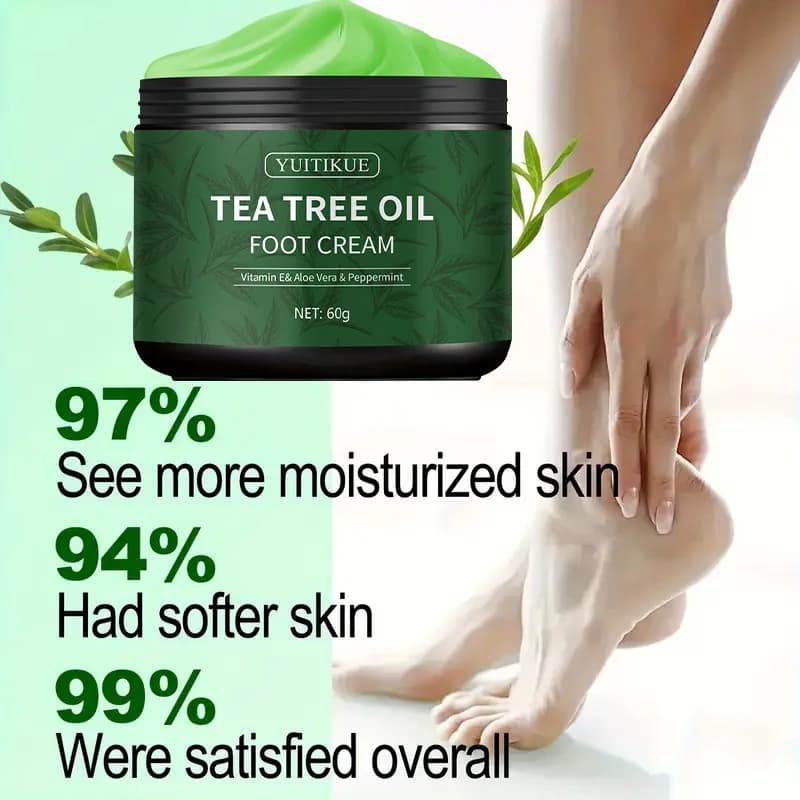 YUITIKUE Crème pour les pieds à l'huile d'arbre à thé - Vitamine E Aloe Vera
