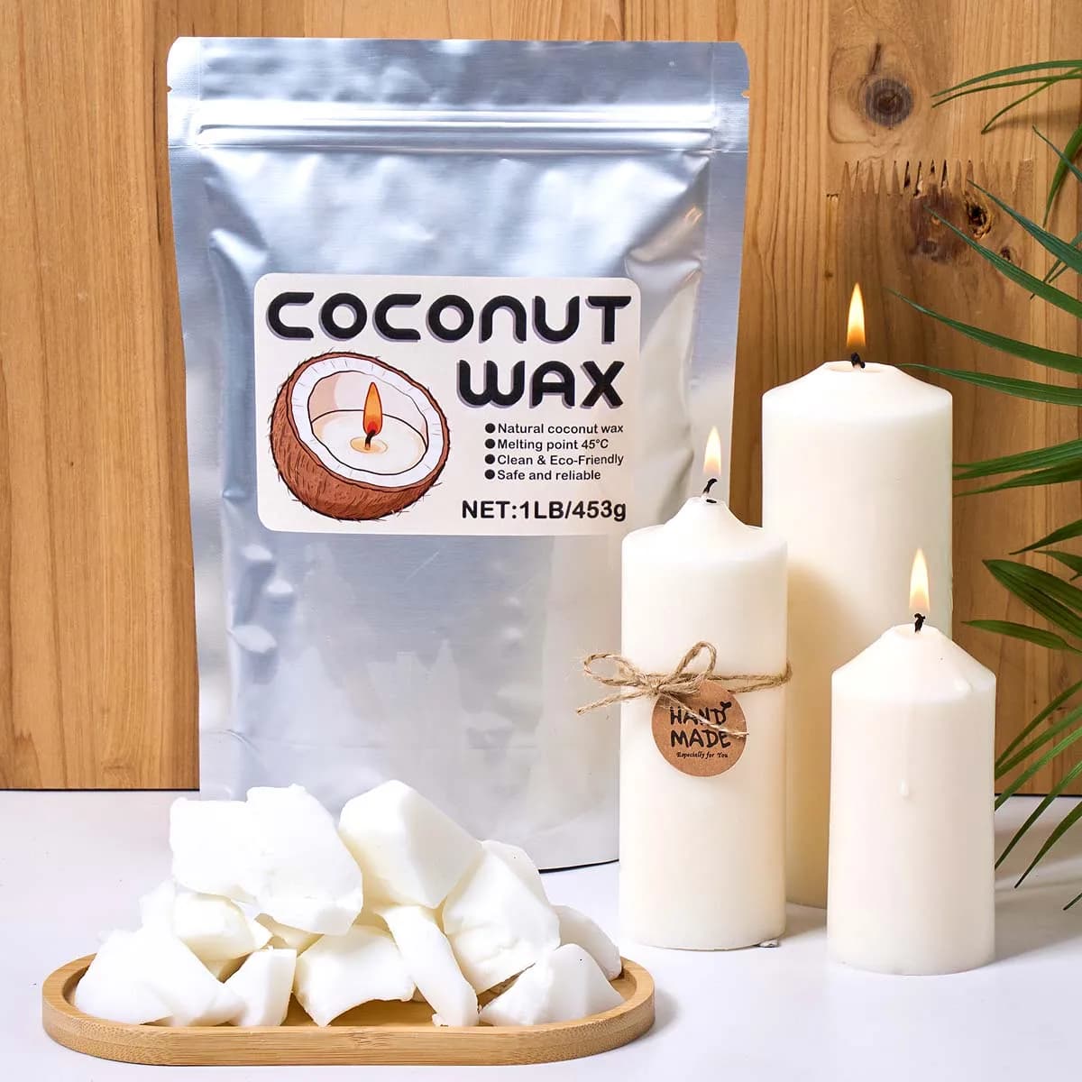 Cire de coco blanche 1LB, cire végétale naturelle, pour bougies parfumées faites main DIY, sans fumée, matériau pour mèches, fournitures d'artisanat