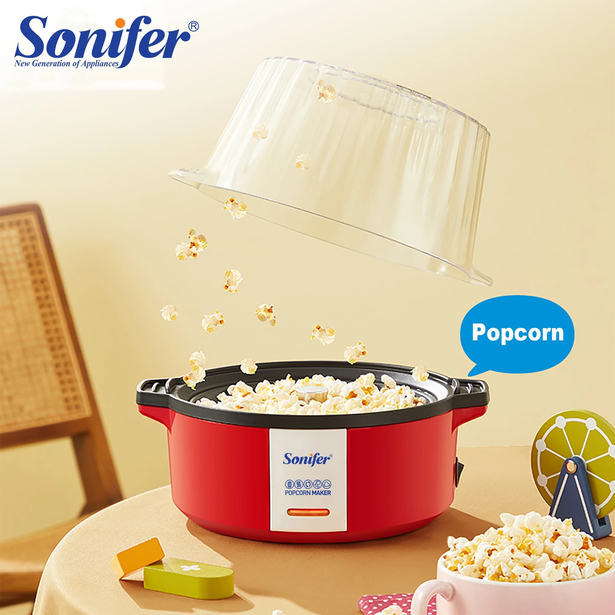 Machine à pop-corn domestique, Air chaud sain, sans huile, Machine à pop-corn pour la cuisine des enfants, bricolage fait maison, film de pop-corn Snack Sonifer