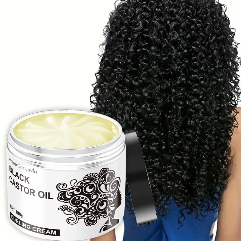 Crème définissante pour boucles à l'huile de ricin noire, améliore la douceur et la lissité des cheveux, formule légère non grasse avec huile de coco, convient à tous les types de cheveux