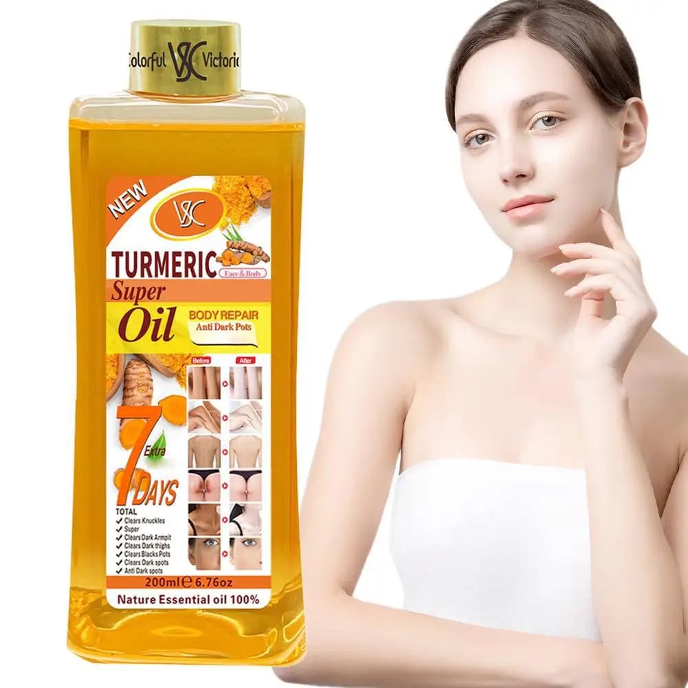 Huile de massage corporel, huile essentielle de curcuma/Rose/vitamine C, nourrit en profondeur, éclaircissant, lissant, aromathérapie pour la peau du corps