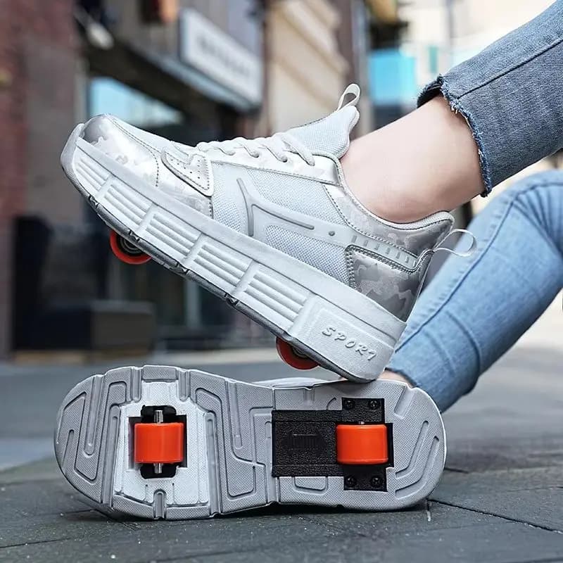Chaussures à roulettes, roues rétractables en un clic, respirantes pour enfants, adolescents, garçons et filles