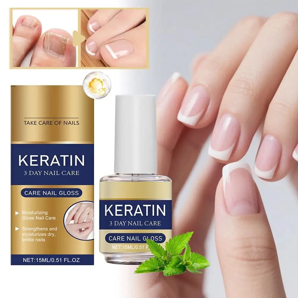 Huile de soin des ongles à la kératine 3 jours (1/3/5 pièces) – Traitement hydratant et brillant pour ongles secs et cassants, renforce et illumine, soin doux