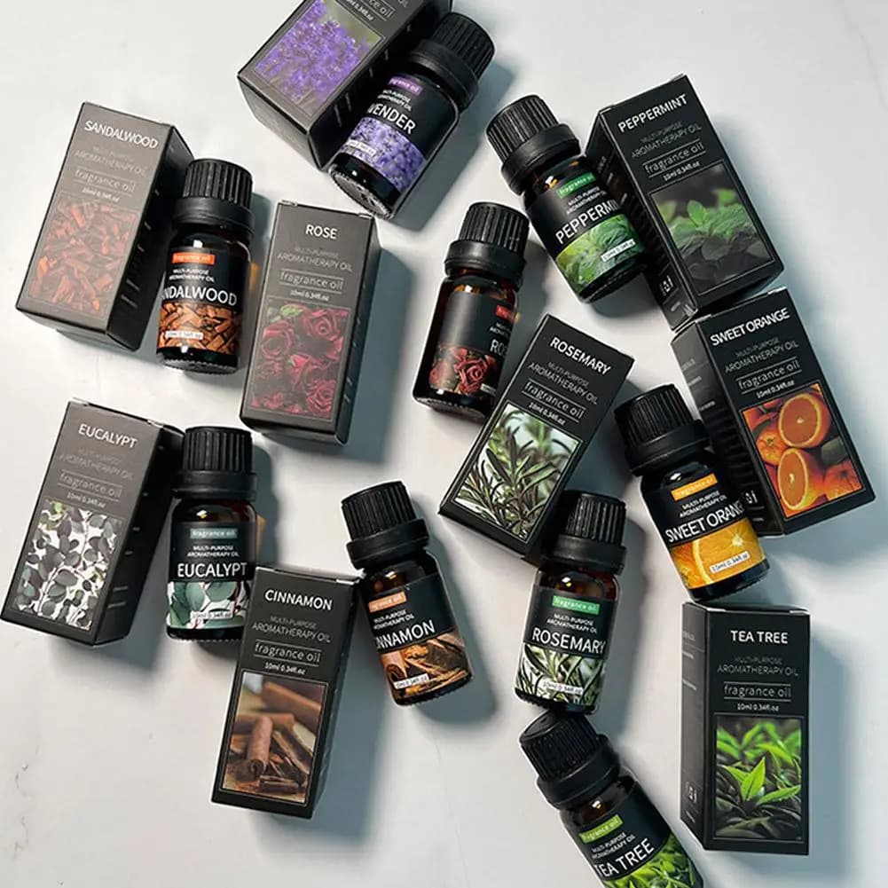 Huile Essentielle d'Aromathérapie 10 ml - Jasmin, Eucalyptus, Vanille, Bois de Santal, Bergamote, Romarin, Citronnelle - Huile Parfumée Extra Forte
