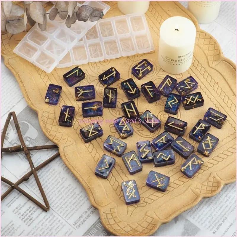 57QA Futhark – moules moulage symboles énergétiques, pour bricolage, outil fabrication pendentifs bijoux