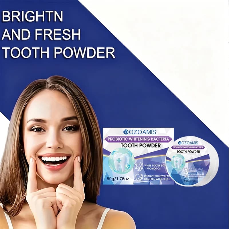 Poudre blanchissante pour les dents - Nettoie en profondeur et rafraîchit l'haleine, renforce les soins dentaires, convient à une utilisation quotidienne et en voyage.