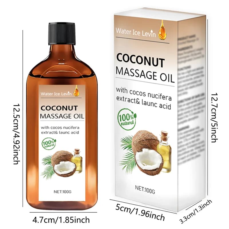 Huile de massage à la noix de coco. Hydratation non grasse. Extrait naturel de Cocos Nucifera. Hydratant à l'acide