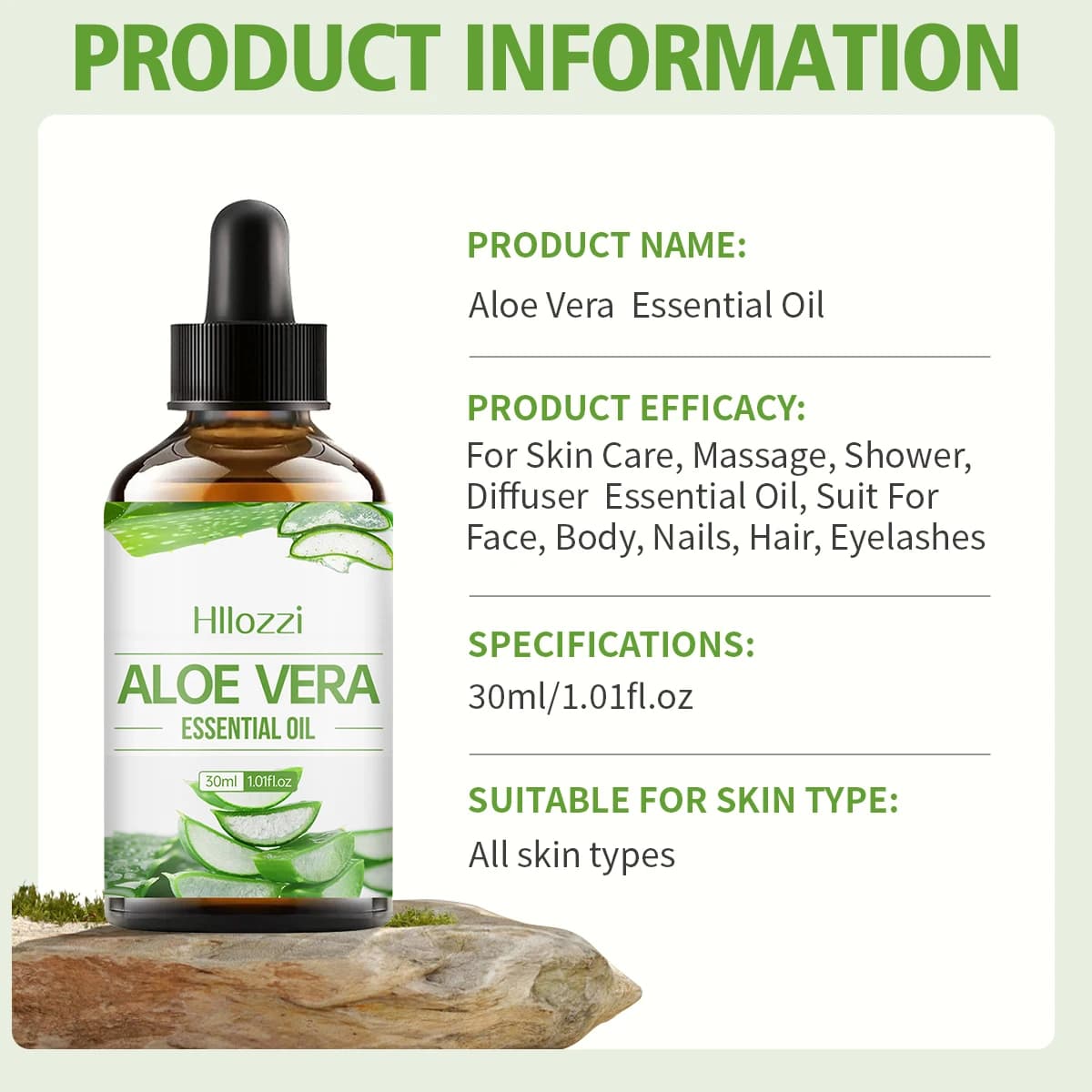ALOE VERA ESSENTIAL OIL Facial de Aloe que mantiene la piel húmeda, Peut être utilisé pour les cheveux, le visage, le corps, l'aromathérapie