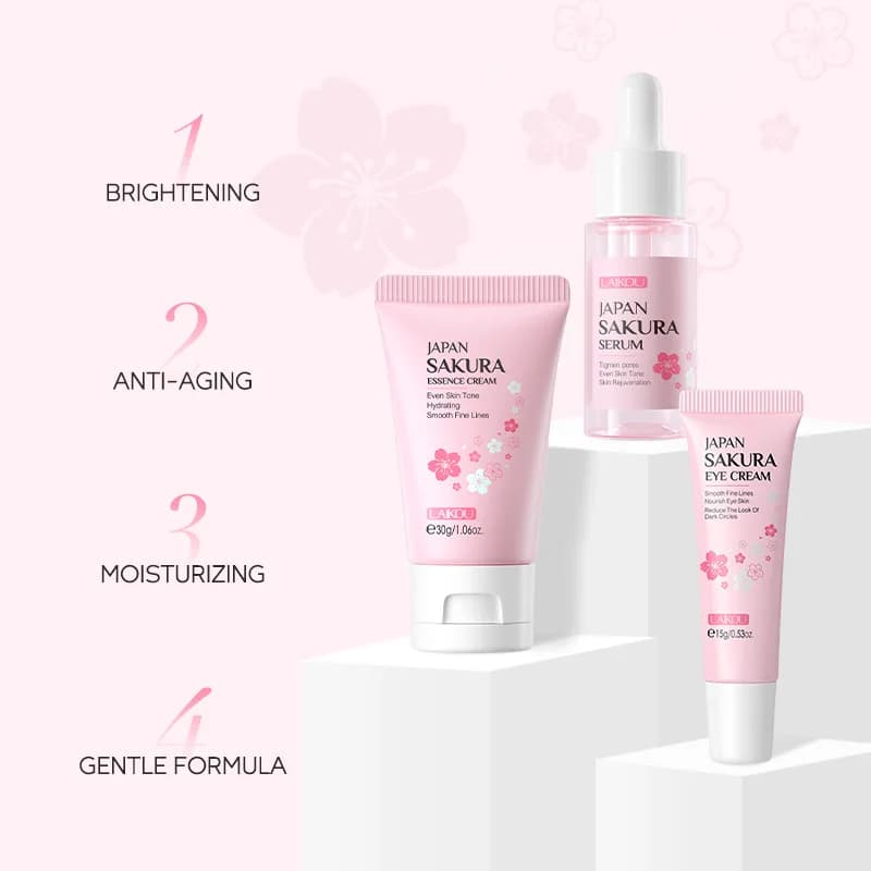Coffrets de soins de la peau à la vitamine C LAIKOU, 3 pièces, crème pour le visage, sérum, crème pour les yeux, hydratant, anti-rides, kit de soins du visage