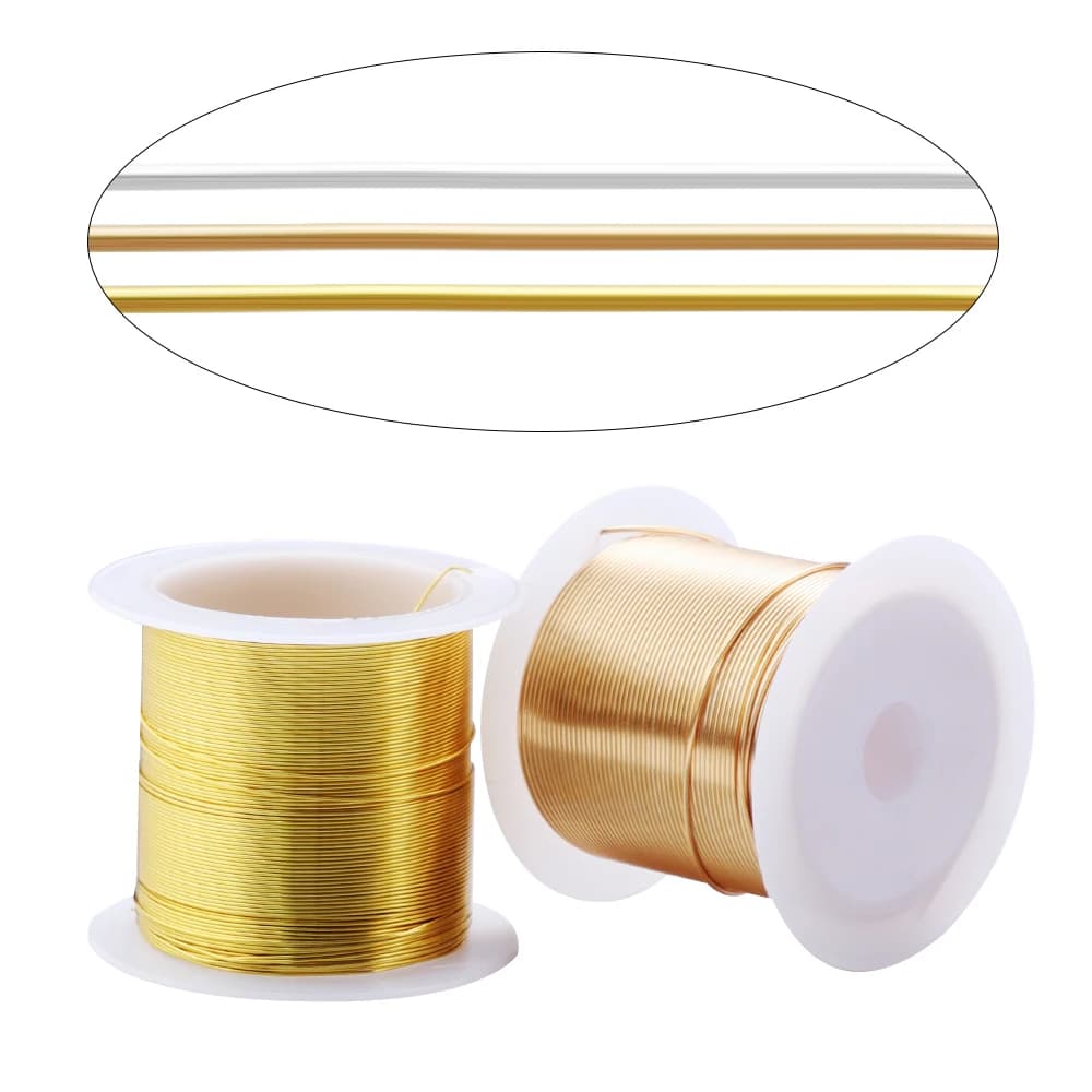 Fil de cuivre couleur or 15-100M/rouleau, pour bricolage, fournitures de fabrication de bijoux faits à la main, accessoires de bijoux, matériaux de perles, vente en gros
