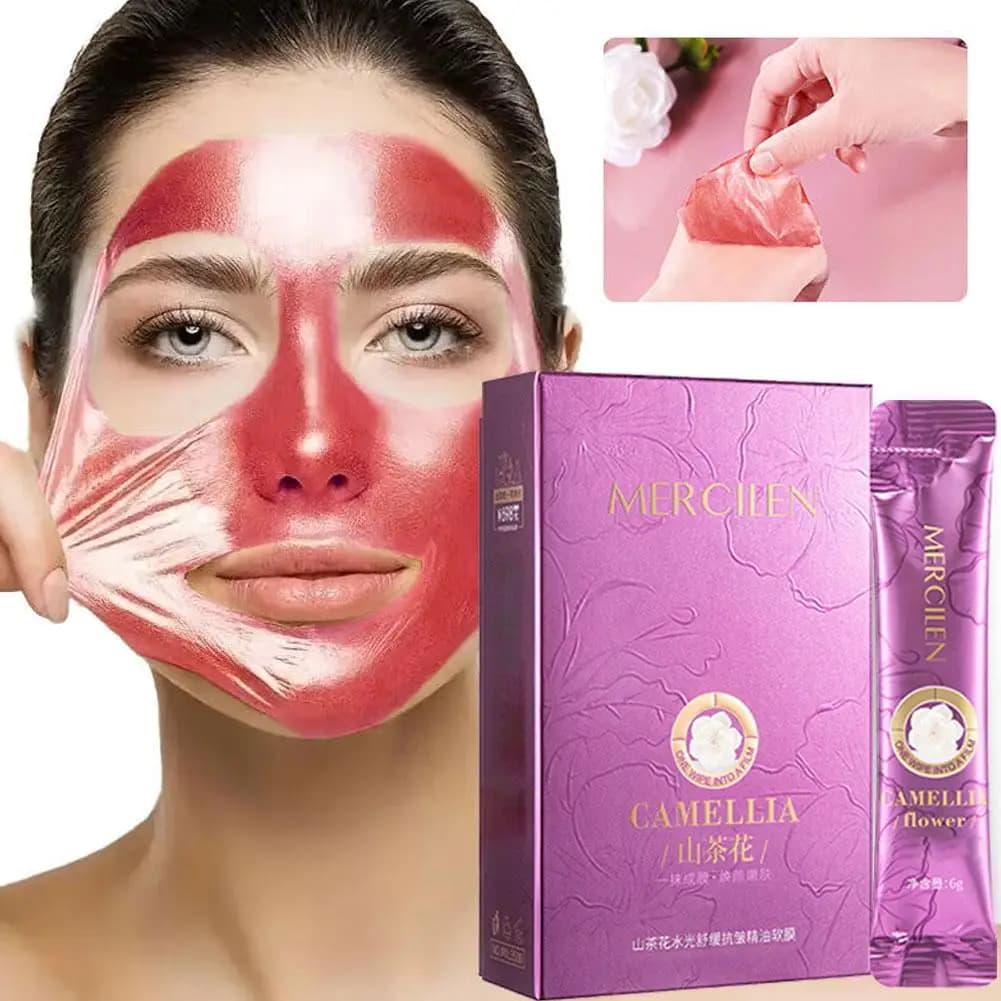 1/2 boîte de masques faciaux de nuit Mercilen Camellia, anti-rides, hydratants, apaisants, à l'huile essentielle, masque doux pour le soin de la peau