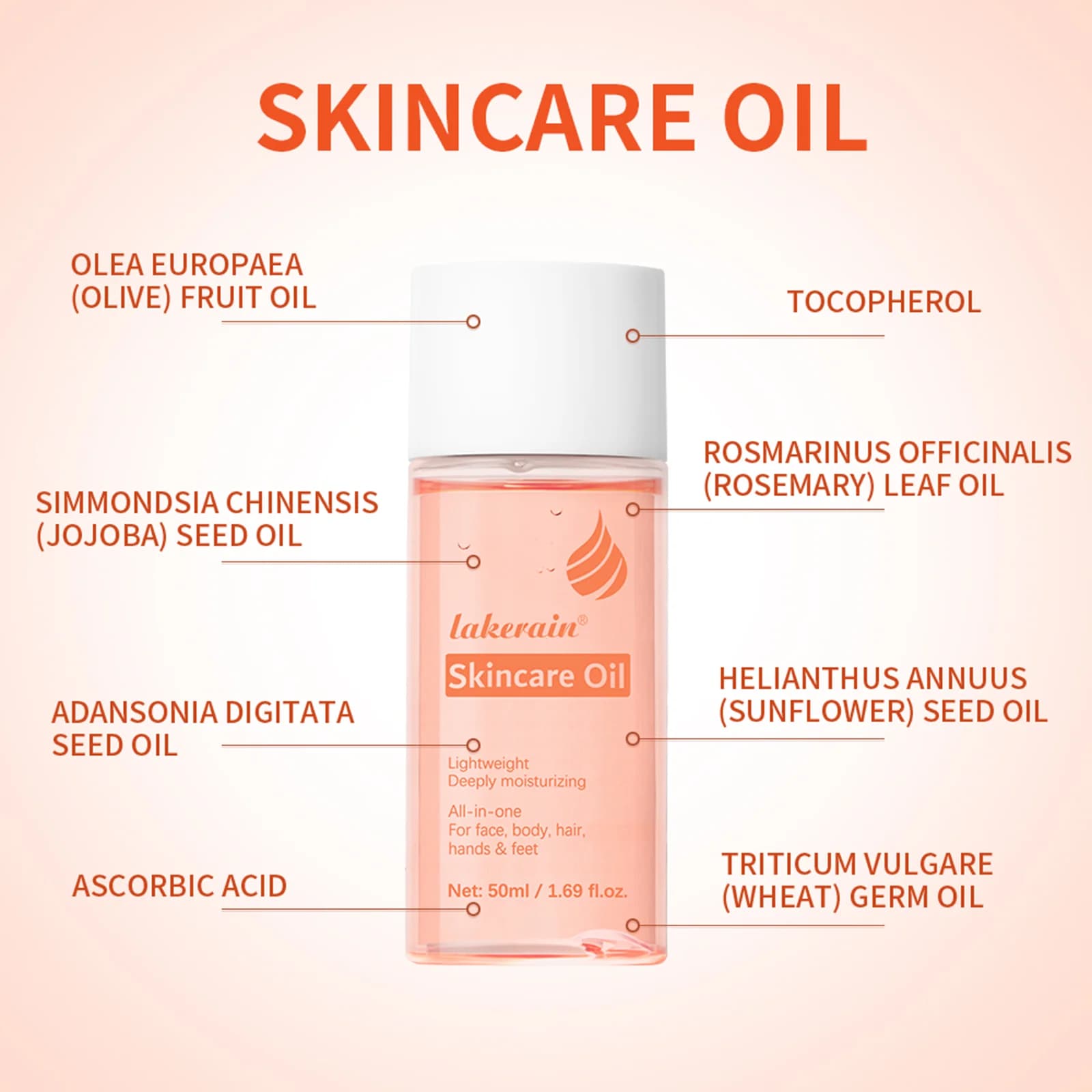 BesSkincare-Huile hydratante pour le corps et le visage, améliore la santé des cheveux, estompe les cicatrices, vitamine A, vitamine E, expecate, soins de la peau
