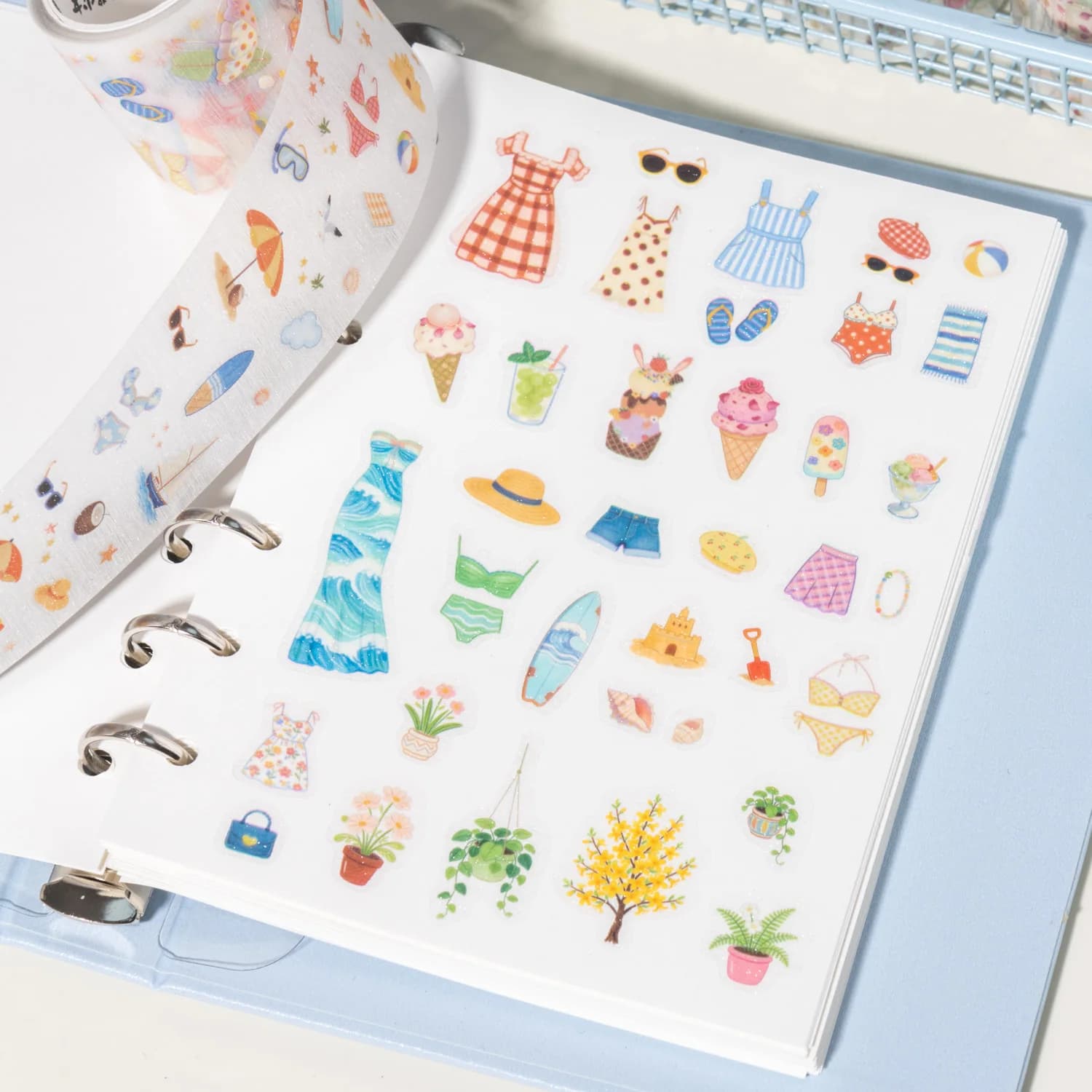 1 rouleau de ruban Washi PET Summer Daily, autocollants transparents mignons pour tenues et aliments