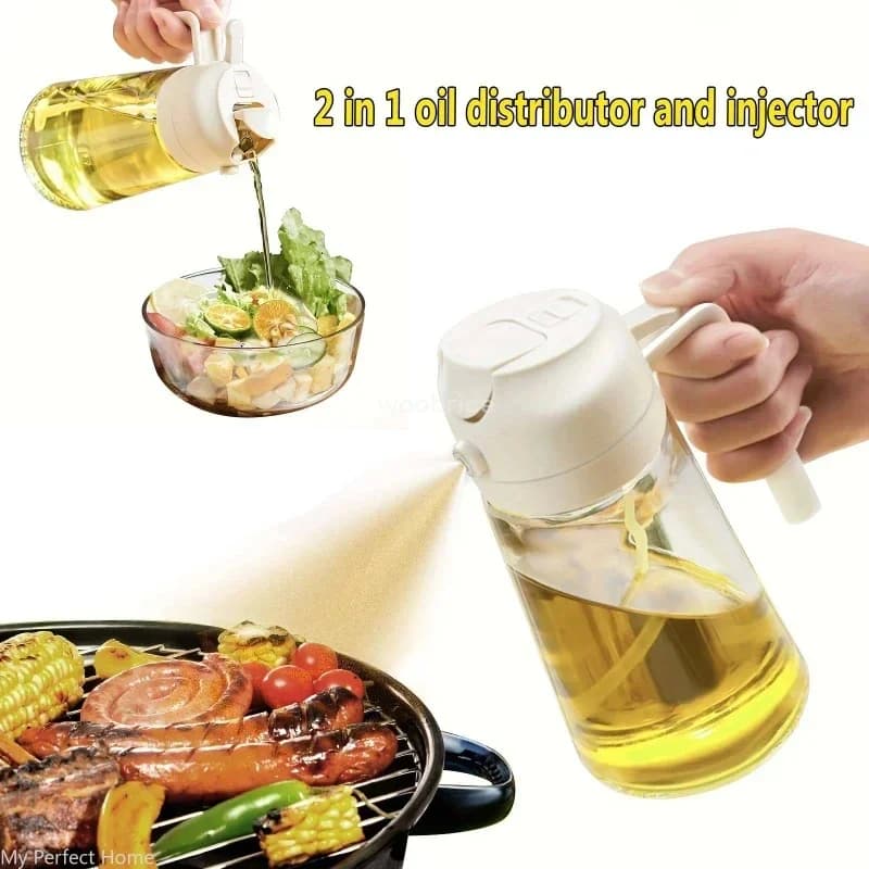 Bouteille de pulvérisation pour huiles de cuisine, vaporisateur d'huile d'olive, Cruet en plastique, distributeur d'huile de cuisine à 2 voies, accessoires de cuisine, ustensile