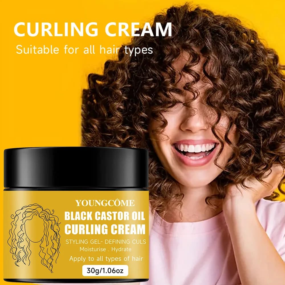 Après-shampooing à l'huile de ricin noir, traitement ultra hydratant et définissant les boucles pour cheveux secs et bouclés | Démangler, répare les dommages