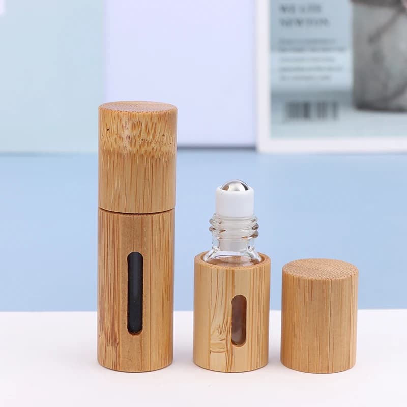Flcopropriété à rouler en bambou 3/5/10ml, rouleau en bois, huile essentielle, Jules brillant, tube illable quotidien, bouteille en verre africain, parfum, 1 pièce