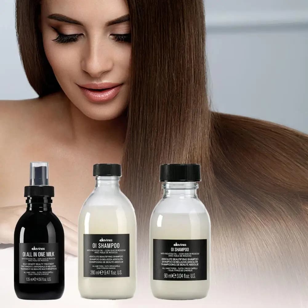 Coffret de soins capillaires Davines OI Series, enrichi à l'huile de Roucou, duo shampoing et après-shampoing, réparation nourrissante en profondeur, lait tout-en-un