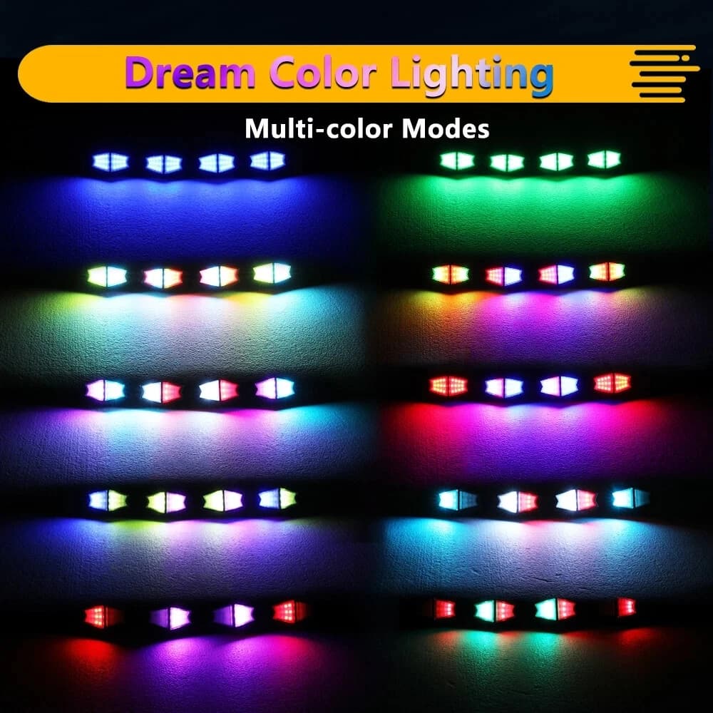 4 dosettes plein Angle RGB LED Rock lumière APP contrôle musique néon voiture sous-éclairage châssis lumière pour camion tout-terrain SUV Rock lumières