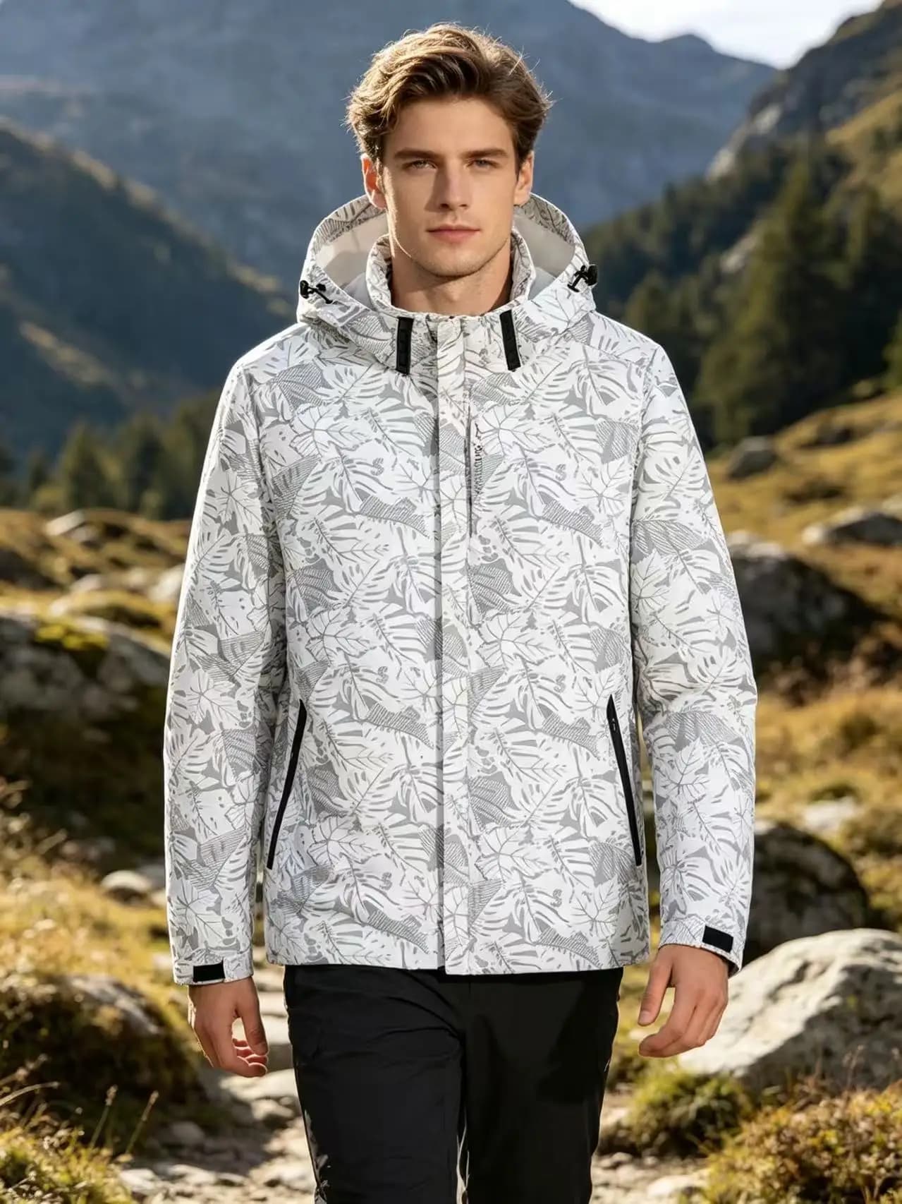 Veste à capuche, veste décontractée zippée pour homme