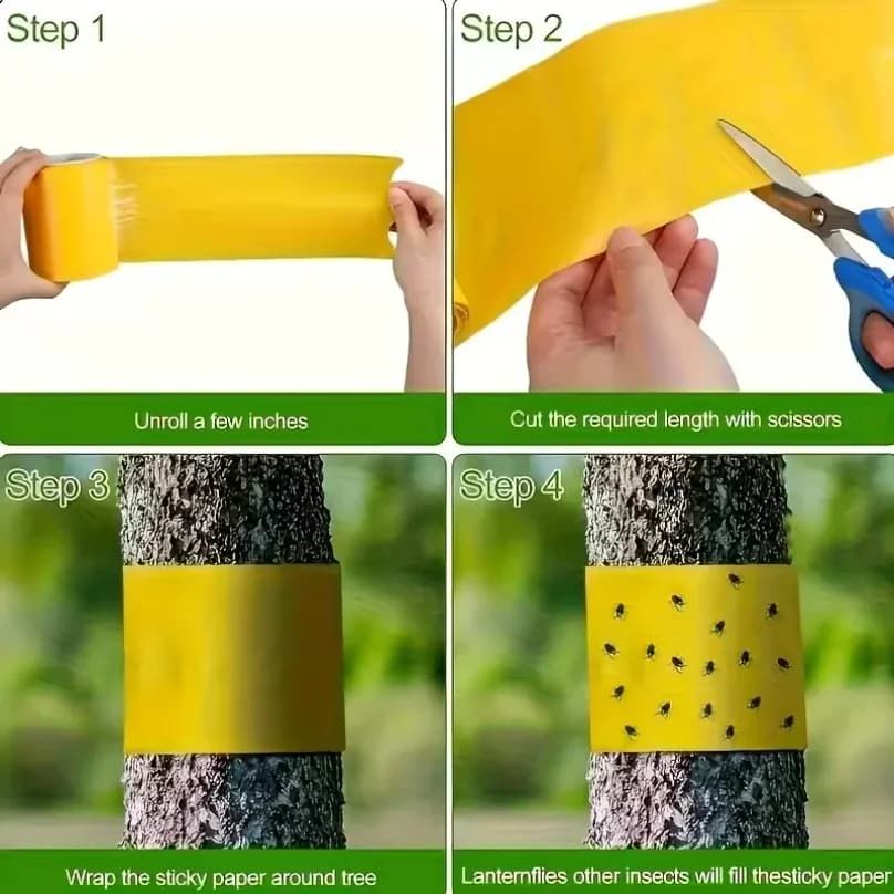 1 rouleau de ruban adhésif jaune double face anti-insectes pour empêcher les insectes