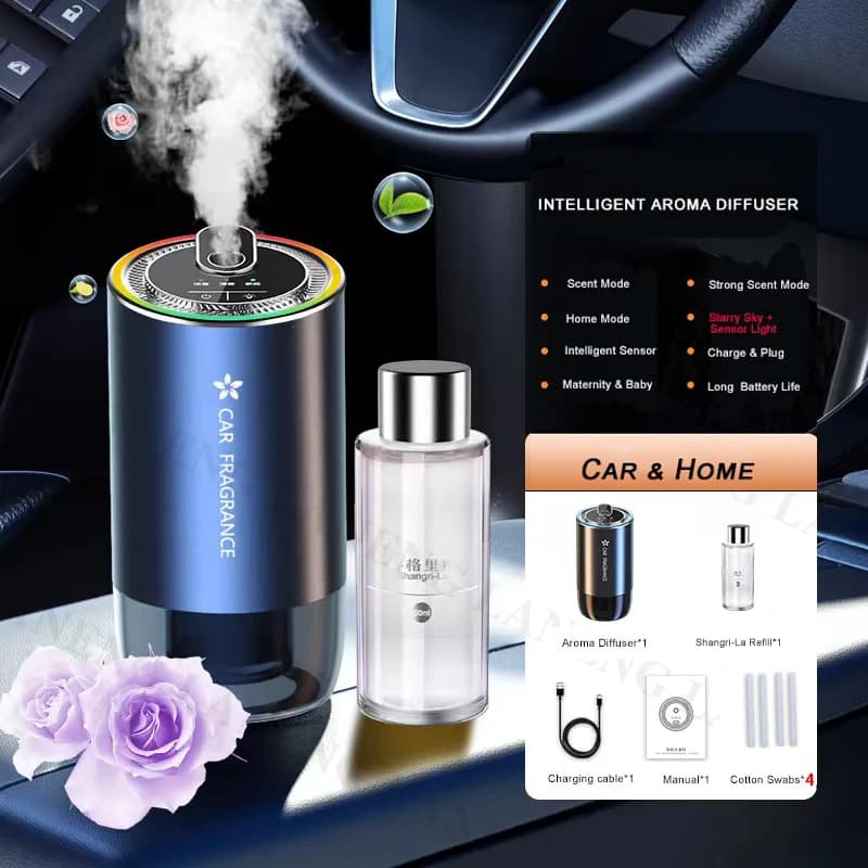 Diffuseur de parfum de voiture diffuseurs d'air de voiture intelligente Concentration réglable 50ml diffuseur d'huile essentielle parfum de voiture Rechargeable
