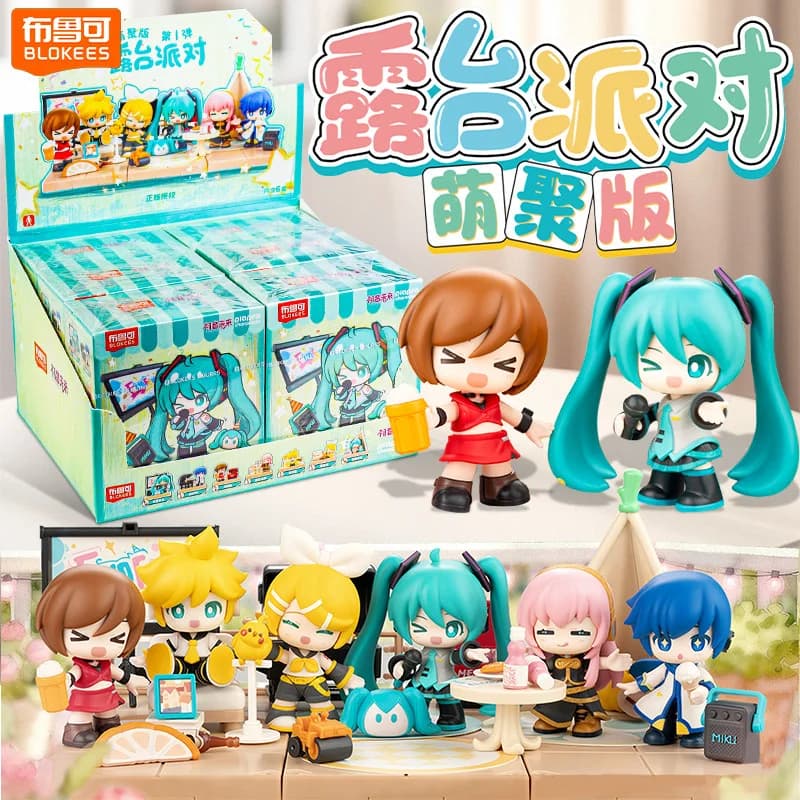 Authentique Blokee Hatsune Miku Cute Gathering Edition Vol.1 Rooftop Party Blind Box Figurine Anime Boîte Mystère Modèle Ornement Cadeau