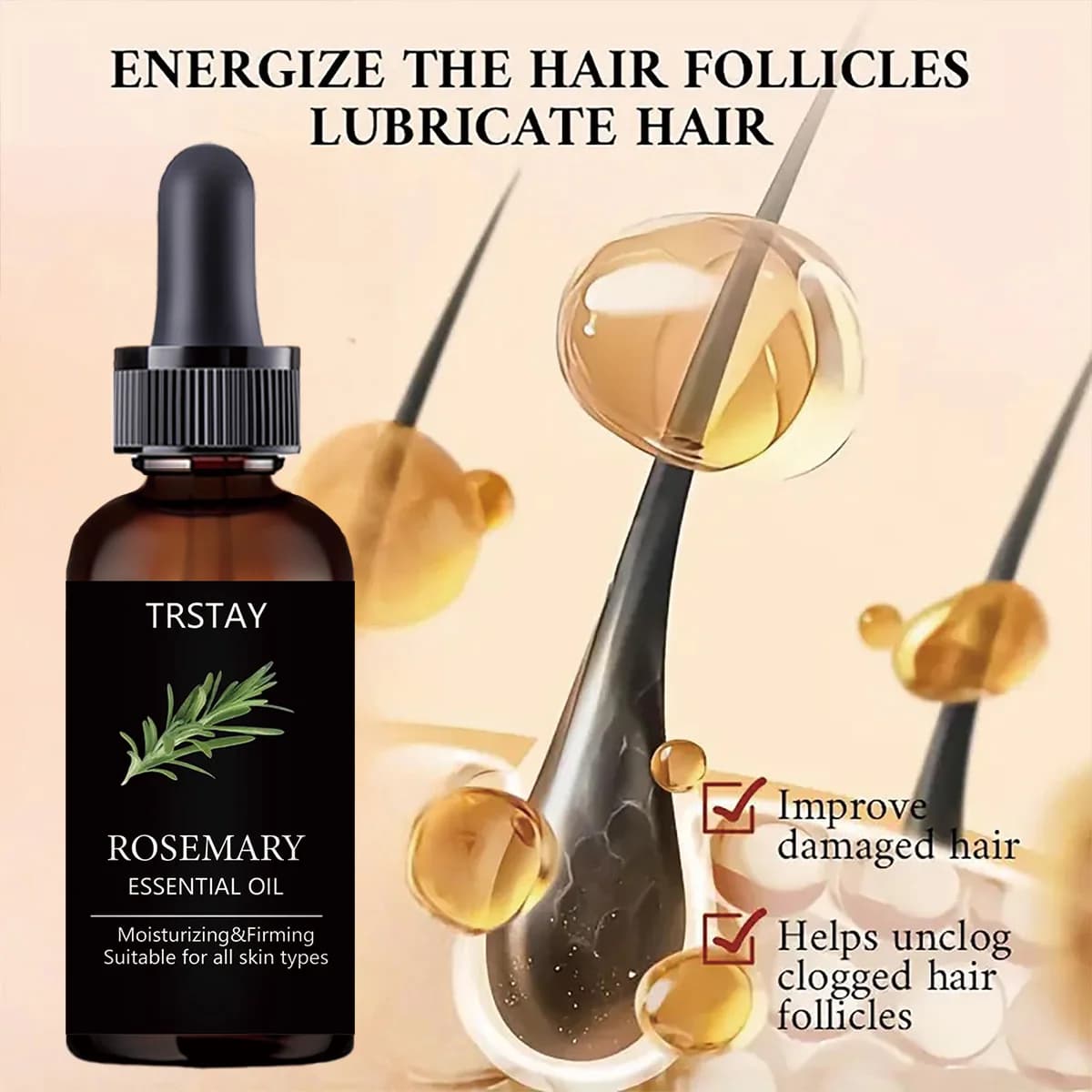 TRSTAY – huile essentielle de romarin pour le soin des cheveux, améliore les dragées des cheveux endommagés, les follicules bloquantes, active et la croissance, lubrifie les cheveux