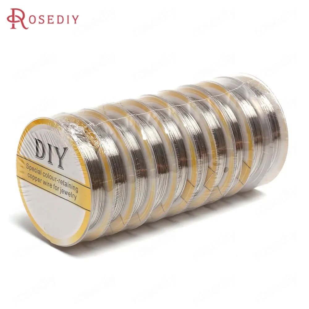 2 rouleaux d'épaisseur 0.2MM ~ 1MM, couleur or 24K, cuivre, forme de fil métallique, fournitures de fabrication de bijoux, accessoires de bricolage