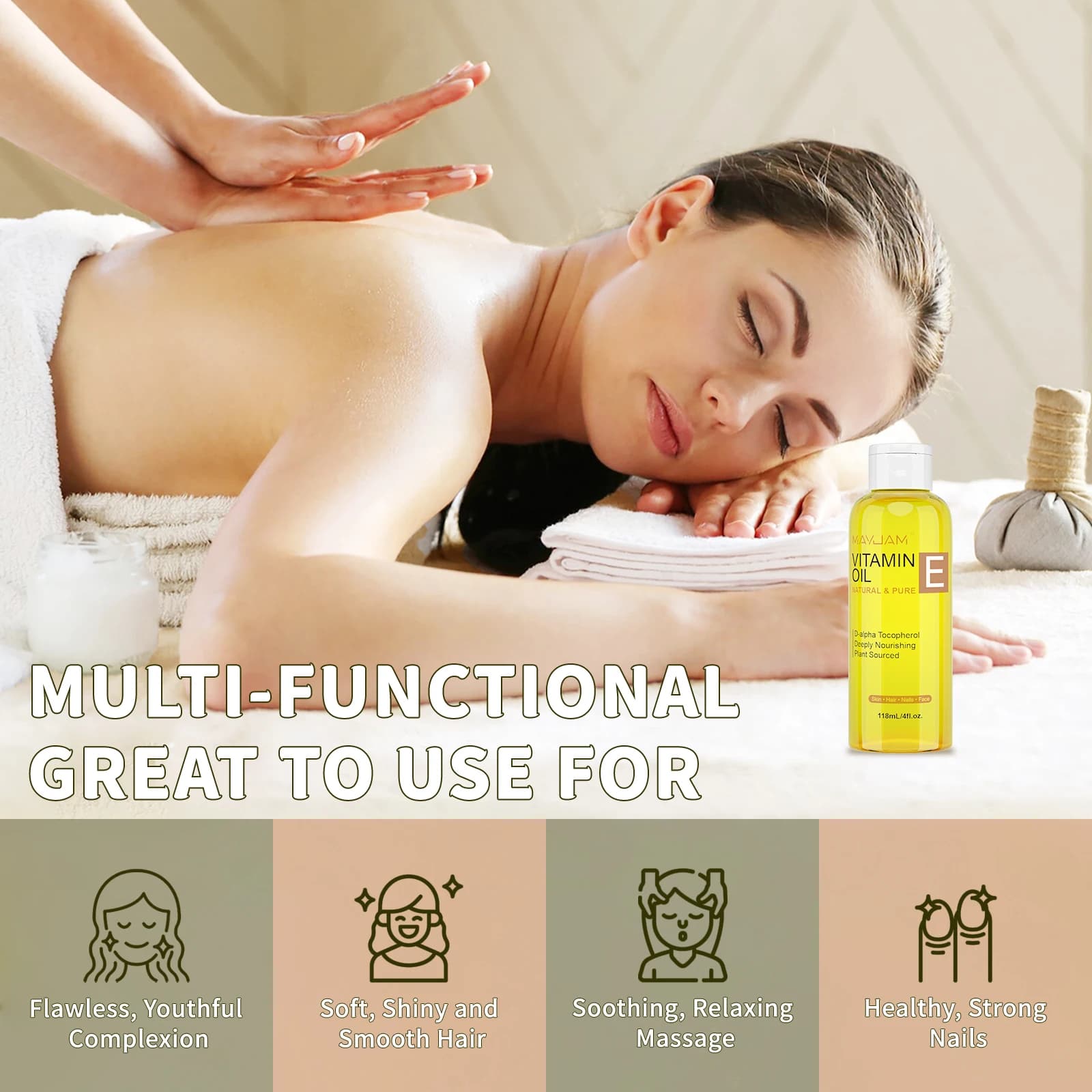 MAYJAM huile de vitamine E naturelle et Pure soin de la peau hydratant éclaircir le teint