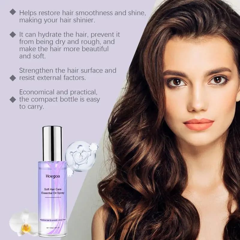 Huile essentielle pour cheveux Hoegoa Orchid, spray nourrissant en douceur pour cheveux secs et adoucissant la qualité des cheveux, soin essentiel.