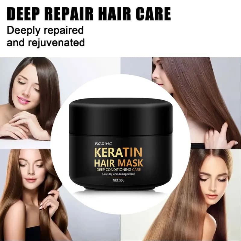 Masque capillaire à la kératine 50g, adapté aux cheveux secs, fendus et cassés facilement, améliore les dommages et les frisottis, rend les cheveux lisses et brillants