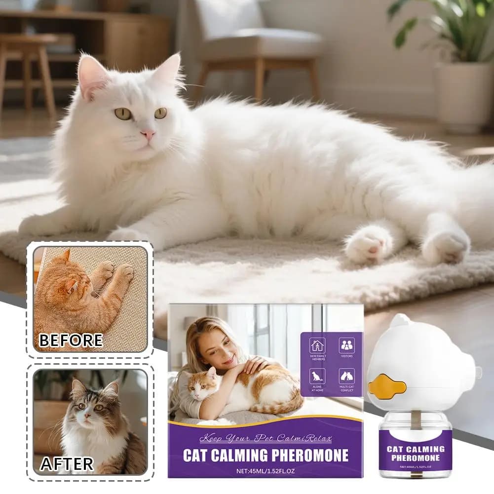 Diffuseur apaisant pour chats d'intérieur, avec phéromones calmantes 45ml, anti-stress et anti-anxiété, pour réduire les griffades et les cachettes.