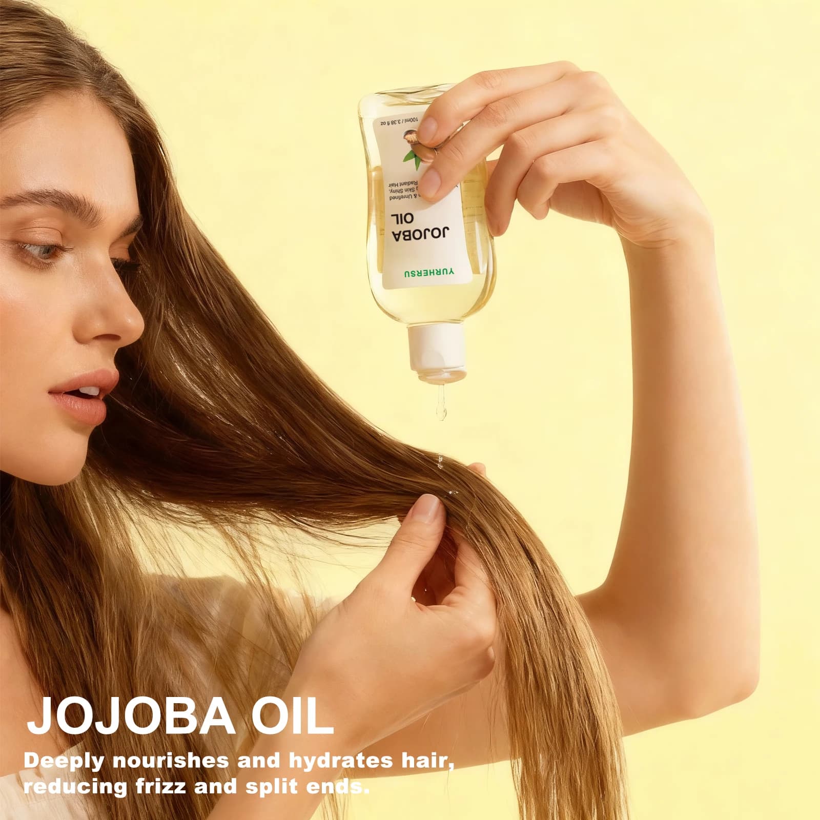 Jojoba huile pour cheveux hydratant et réparateur 100% traitement pur pour cheveux secs et endommagés hydratation profonde Anti-frisottis brillant 100ml
