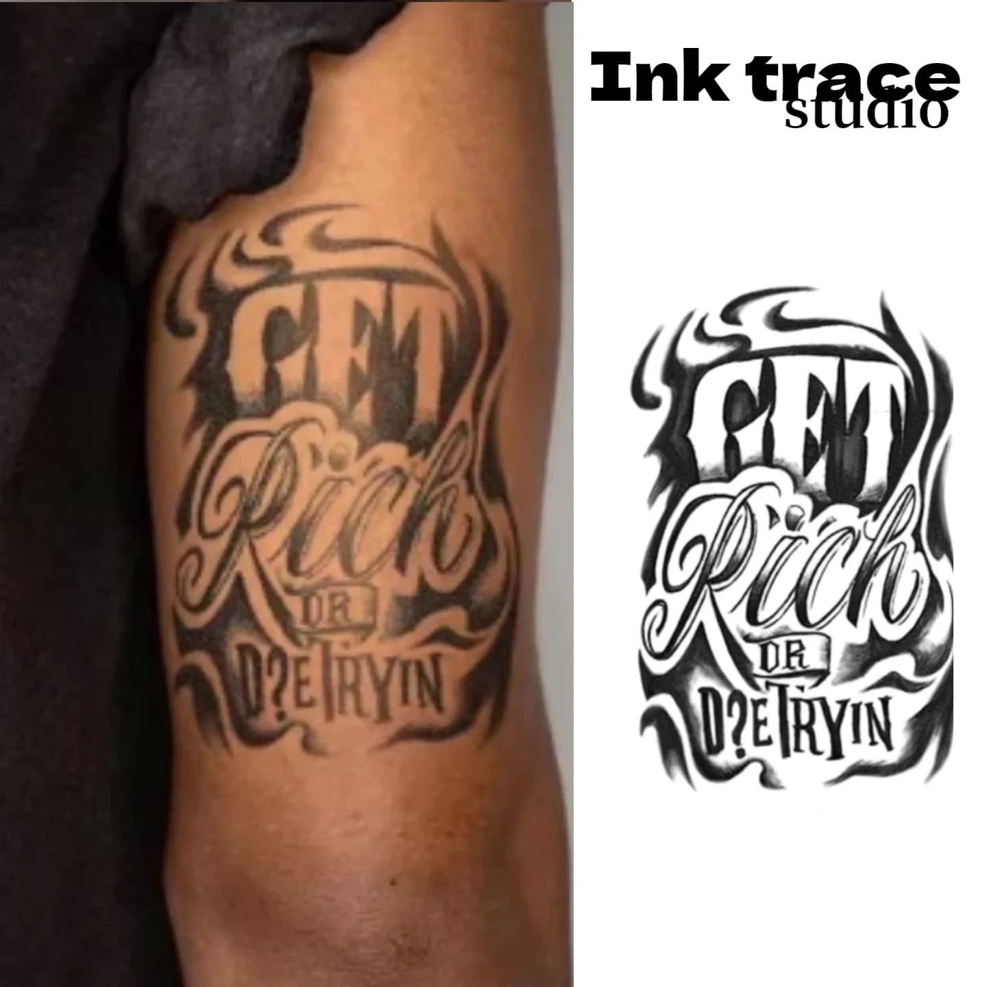 Tatouage semi-permanent | Totem porte-bonheur, motif graffiti, tatouage style hip-hop « devenir riche rapidement », tatouage pour le cou | Combinaison imperméable unisexe