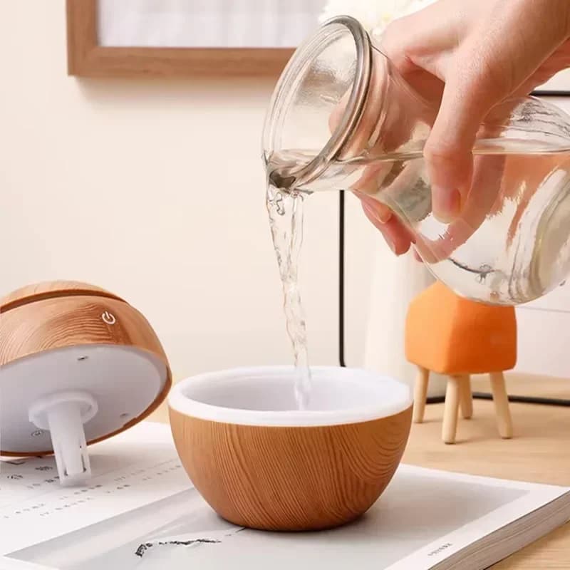 Mini diffuseur d'huile essentielle USB ultrasonique en grain de bois, humidificateur d'air Portable d'aromathérapie de bureau pour usage domestique et au bureau