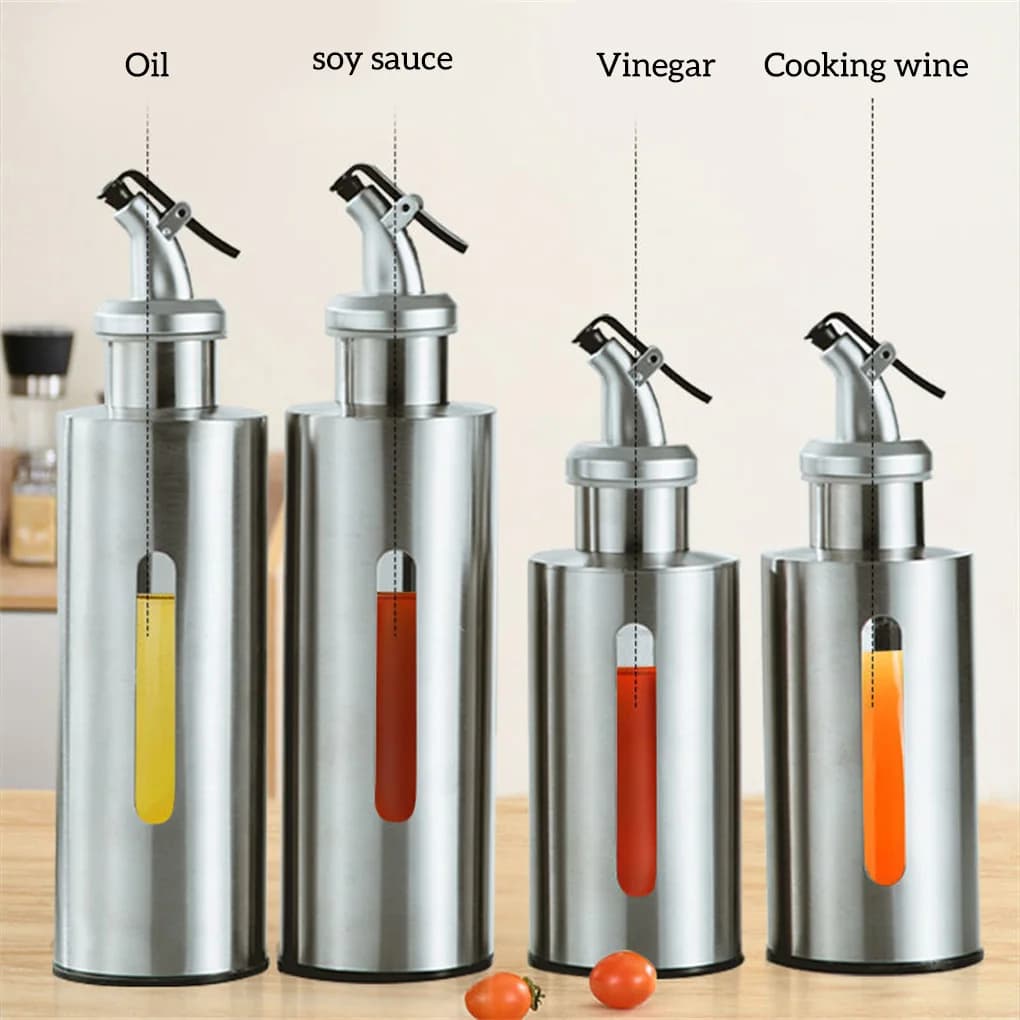 Bouteille d'huile d'olive en acier inoxydable, distributeur de Sauce anti-fuite, récipient transparent, peut outil d'assaisonnement, rôtissage, 290ml