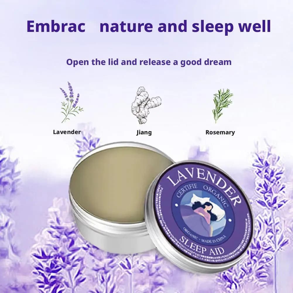 Baume Bio Apaisant à la Lavande pour le Sommeil, 30 ml, Mélange d'Huiles Essentielles Naturelles Calmantes avec Gingembre & Romarin, Boîte Portable pour la Relaxation