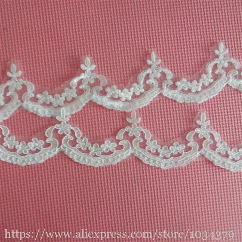 Tissu Délicat en Dentelle Ivoire/Blanc de 2 Mètres, 55mm, Fleur, Venise, Applique, Couture Artisanale, LW0284