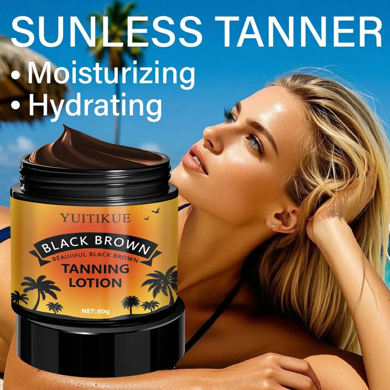 YUITIKUE Lotion Bronzante Marron Noir - Bronzage Sans Sol