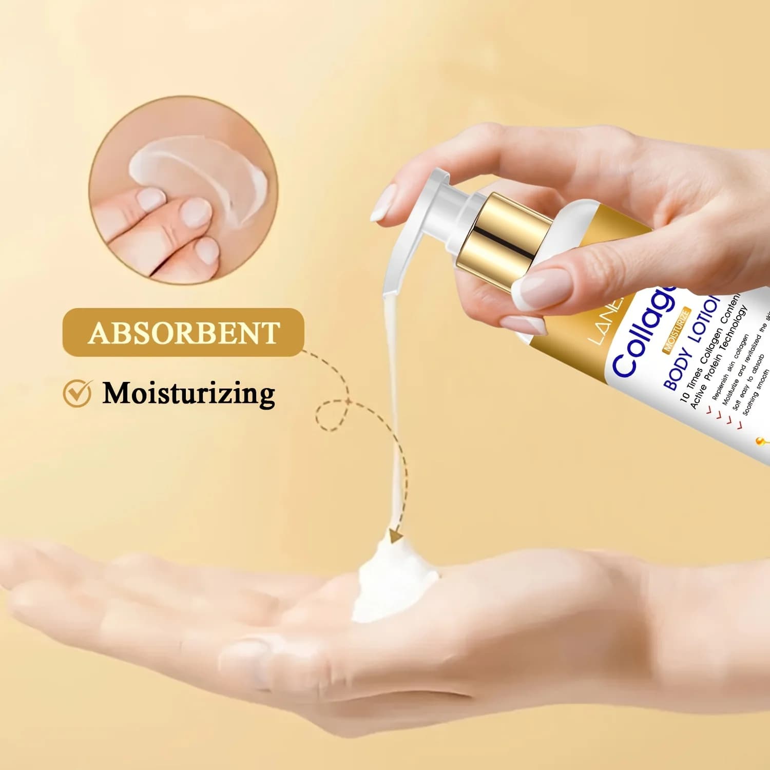 Lotion pour le corps hydratante au collagène – Peau sèche et déshydratée hydratante, légère et non grasse pour la peau