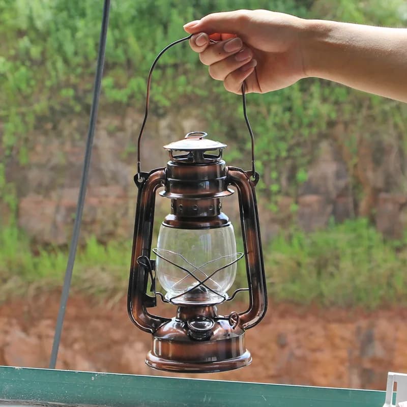 Lanternes rétro classiques en fer forgé, 23cm, mèche, lumières portables, lanterne à huile, Camping, randonnée, décoration de maison