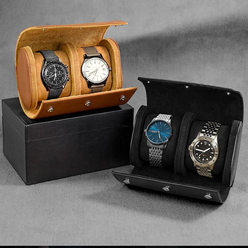 Étui de voyage en rouleau de montre – 3 rangements et organisateurs de montres-stockage sécurisé avec oreillers