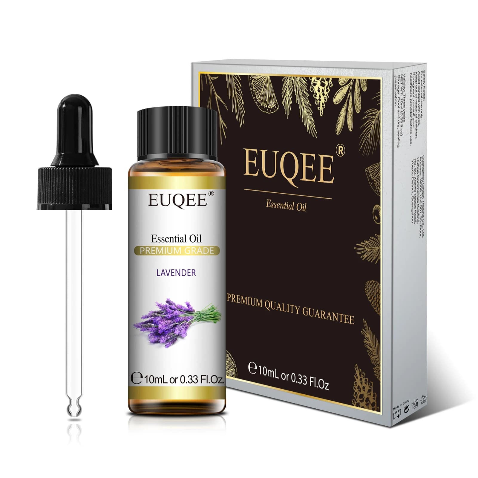 EUQEE 10ml Huile Essentielle Naturelle Pure Lavande Jasmin Eucalyptus Vanille Bois de Sandal Orange Citron Oregano Rose Bois de Cèdre Cannelle Citronelle Parfum